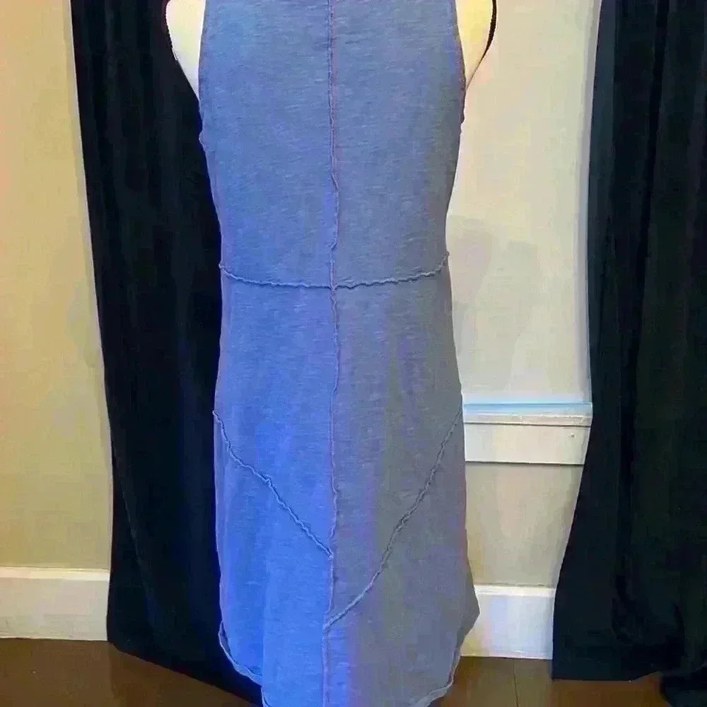 J Jill Exposed Seams Blue 100% Cotton Sleeveless Dress SizeS - Picture 7 of 15